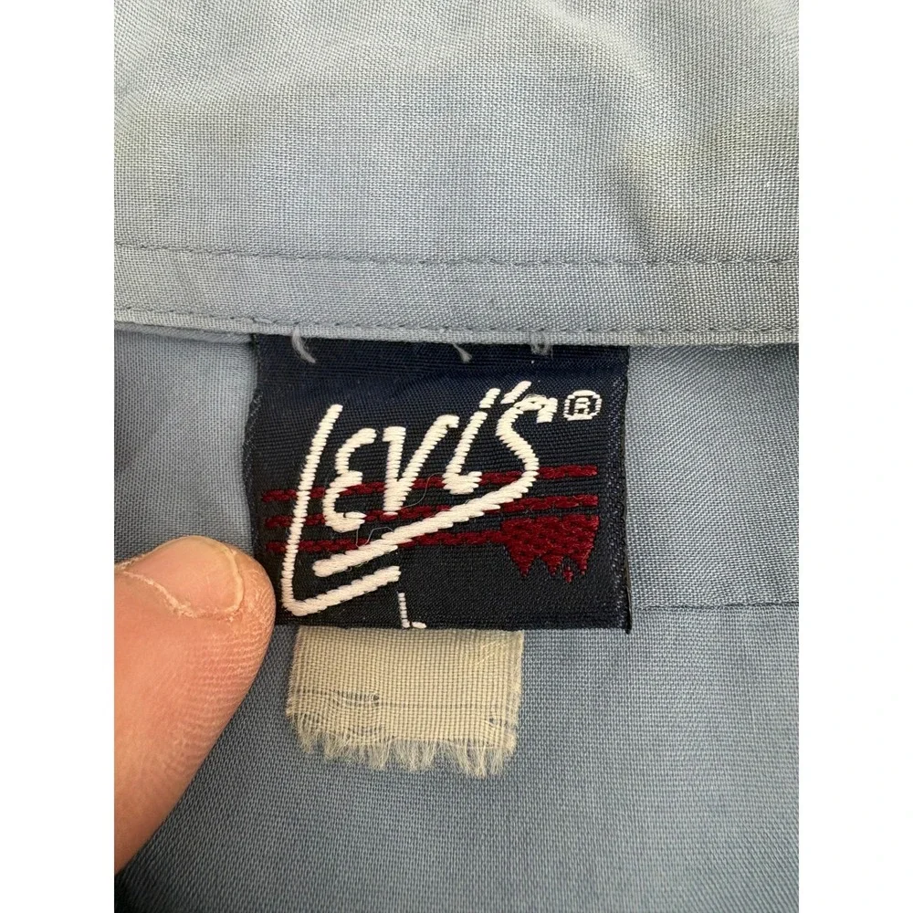 Men's Levi's Blue Long Sleeve Pocket Zip Casual Button Up Shirt‎ Size XL